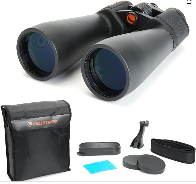 Celestron 71009 SkyMaster 15x70mm Porro Prism Binoculars with Multi-Coated Lens and BaK-4 Prism Glass, Black | Ideal Balance of Power & Brightness, For Night Sky Long-Range Viewing, Multi-Coated BaK-4 Optics, Tripod Adapter & Carry Case